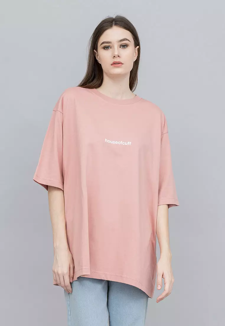 Houseofcuff Kaos Oversized T-shirt Wanita Unisex Tebal Dusty Pink Peta
