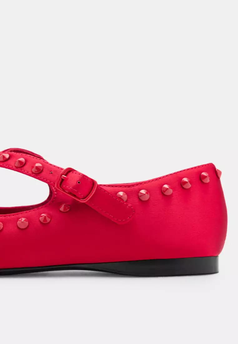 Satin Studded Flats