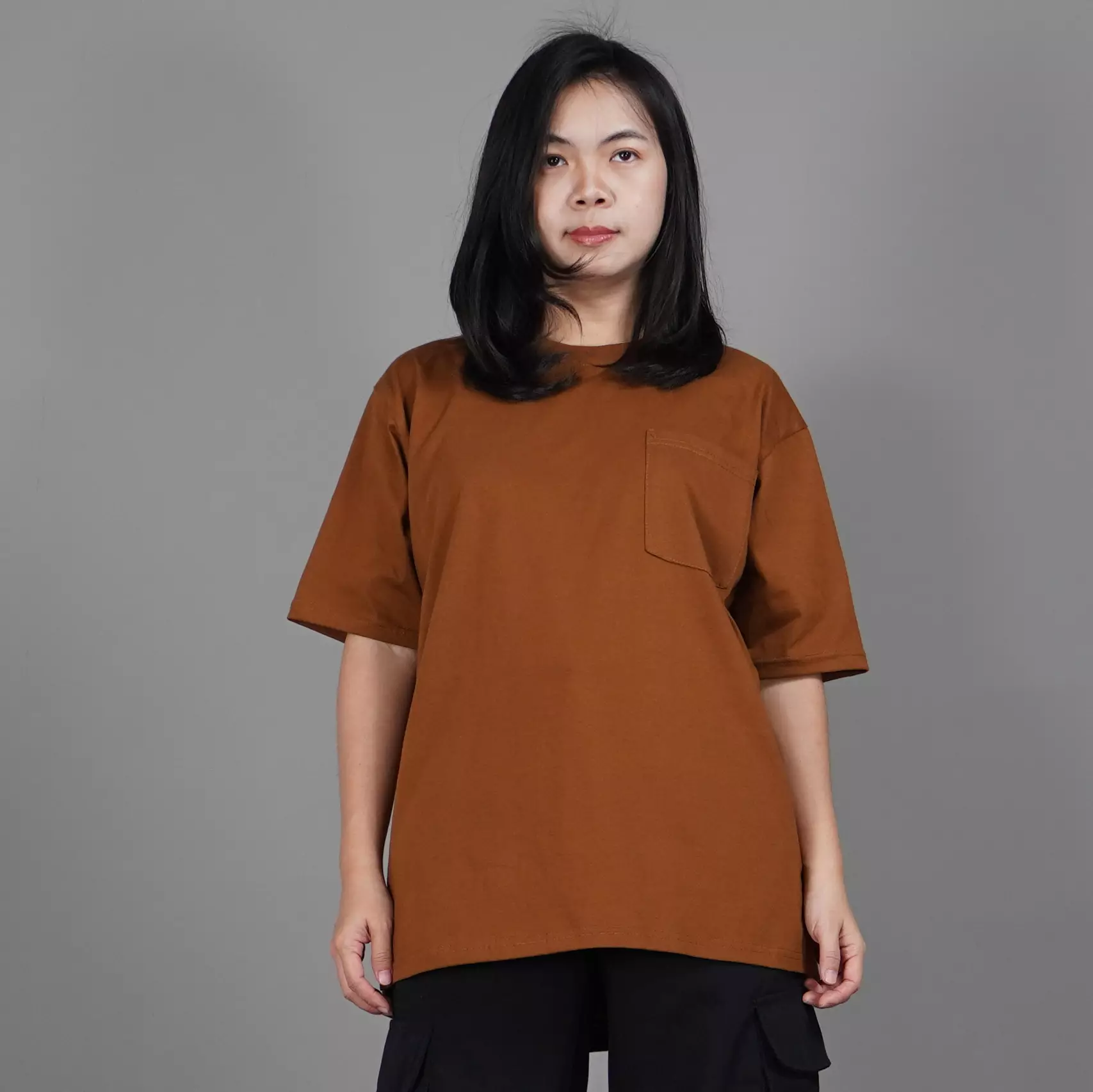  DANIELA Kaos Polos Wanita Oversized T-Shirt Wanita - BRONZE