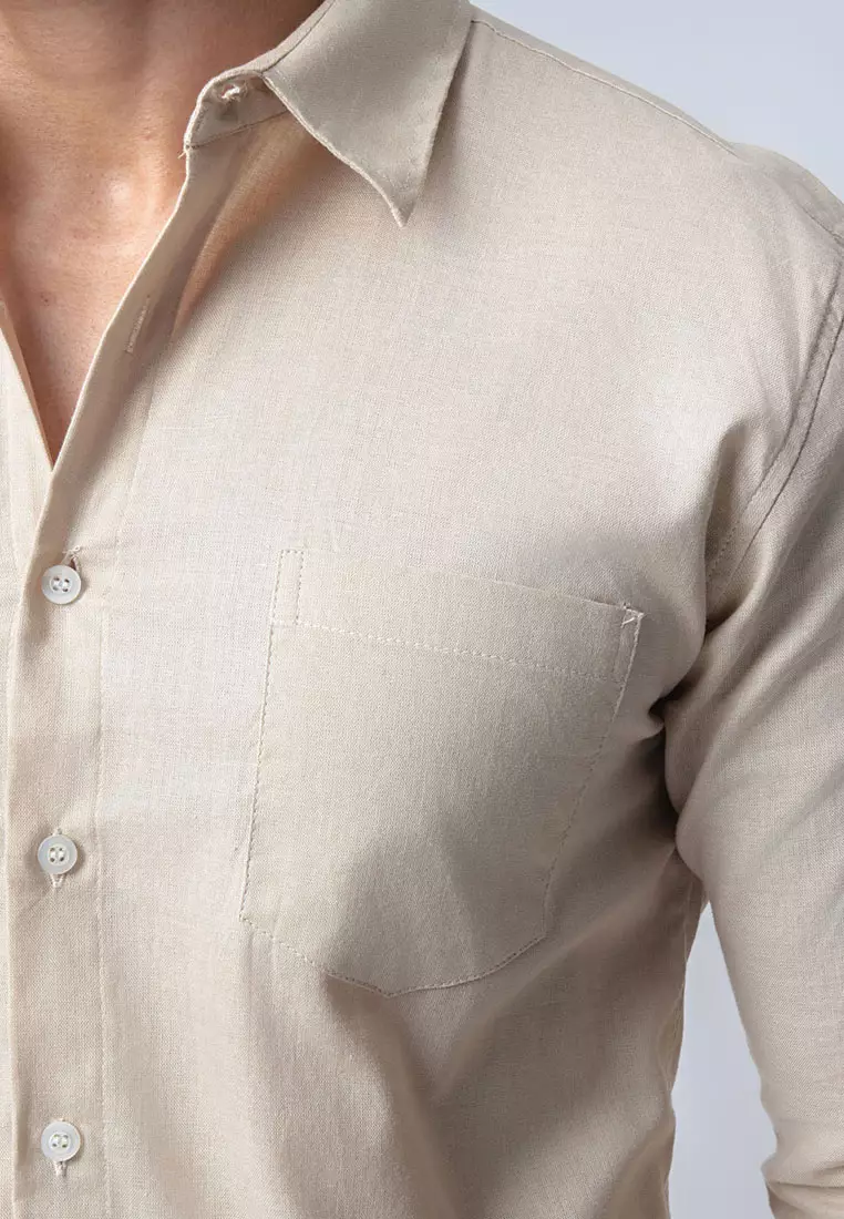 Light Khaki Rami Linen Shirt LS