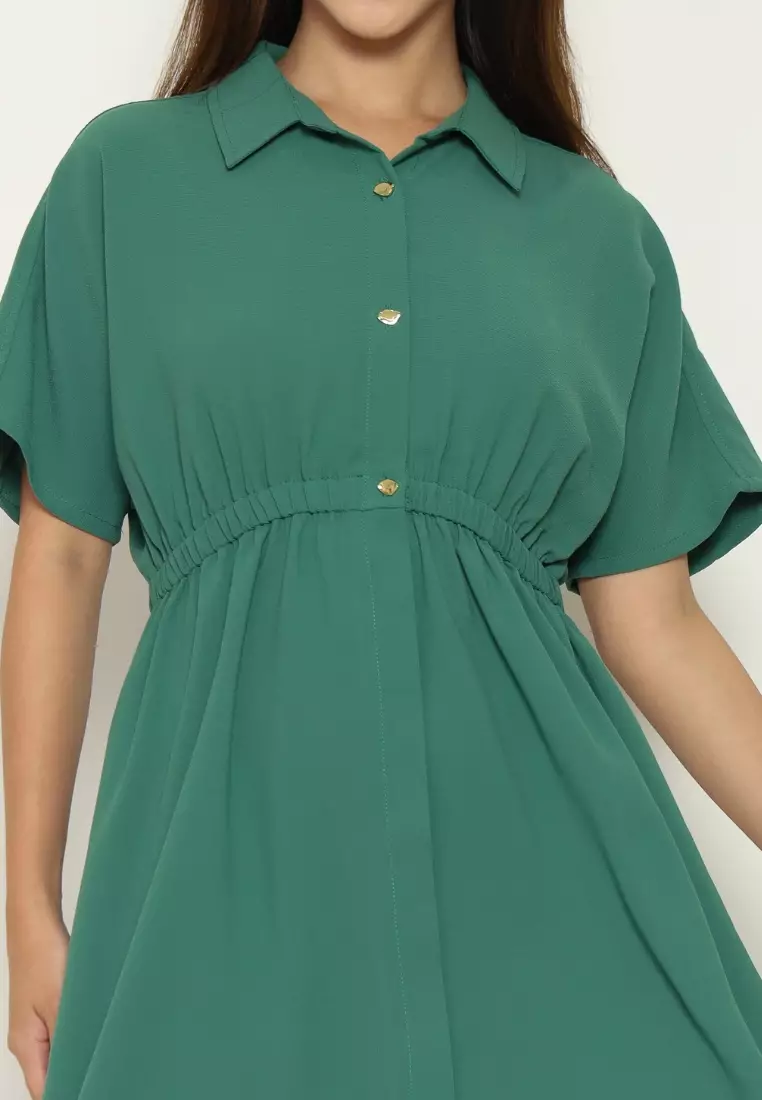 Urban Exchange Gabby Dress Green - Gaun Kasual Midi Dress Natal