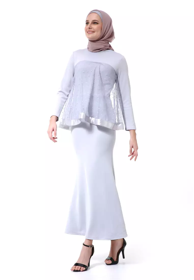 Gaun Model Duyung Fashion Muslimah Atasan Wanita Long Stlye Premium High Quality - Abu