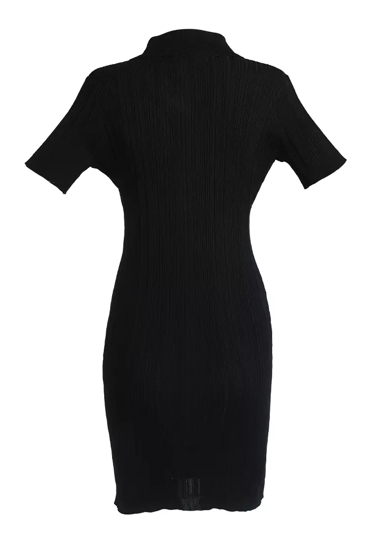 Dress Sweater Bodycon Kerah Marsala