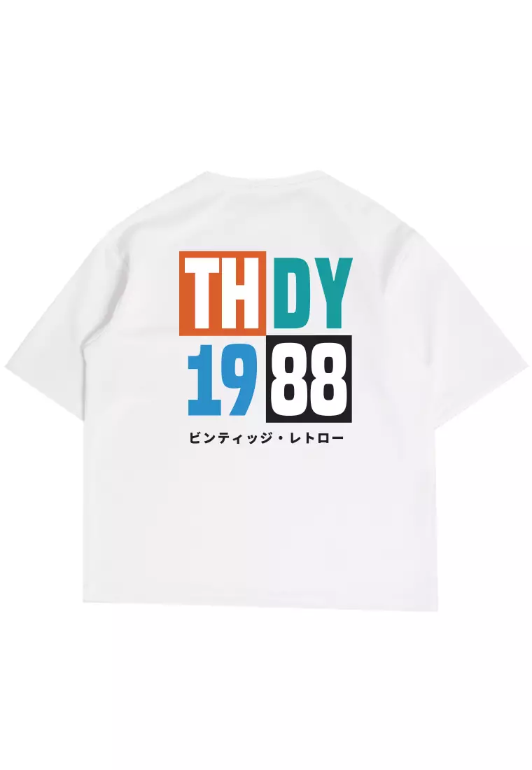 MTP89 kaos oversize retro vintage jadul gambar belakang bahan tebal scuba thdy 1988 putih