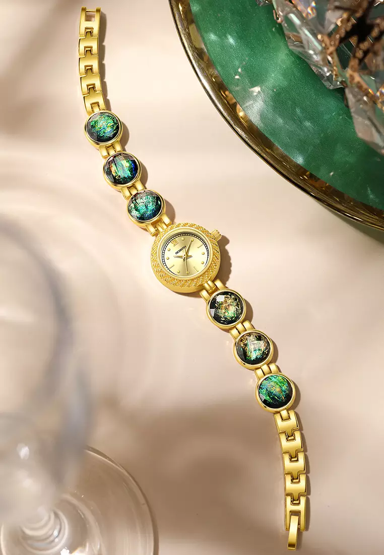 Jam Tangan Wanita Anti Air Original Korea Elagent Jam Gelang Style Vintage Jam Tangan Cewek gold