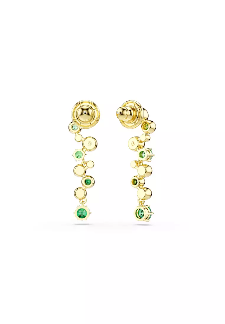 Constella drop earrings, Mixed cuts, Green, Gold-tone plated