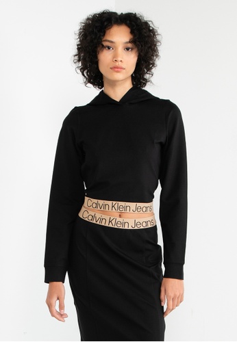 Calvin Klein black Logo Tape Milano Hoodie - Calvin Klein Jeans Apparel 2D170AAE0E63AFGS_1