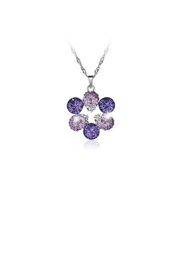 Glamorousky silver Elegant Pendant with Purple Austrian Element Crystal and Necklaces 7C7D3AC98E560EGS_1