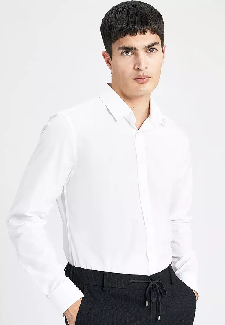 Slim Fit Italian Collar Non Iron Long Sleeve Shirt