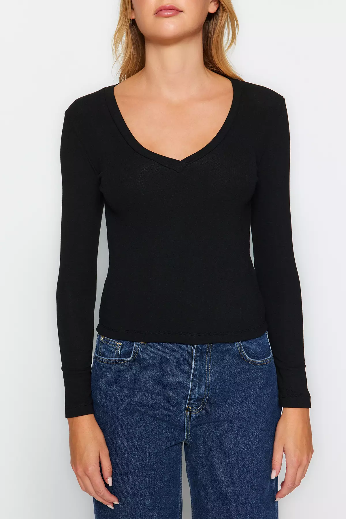 V-Neck Knitted Blouse
