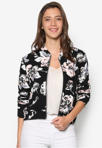 Black Floral Bomber Jacket, 服飾esprit專櫃, 外套
