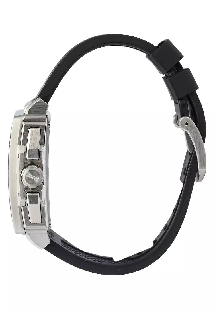 Jam Tangan Pria EXP EX 6844 MCRSSBA Silver Black - Rubber Strap