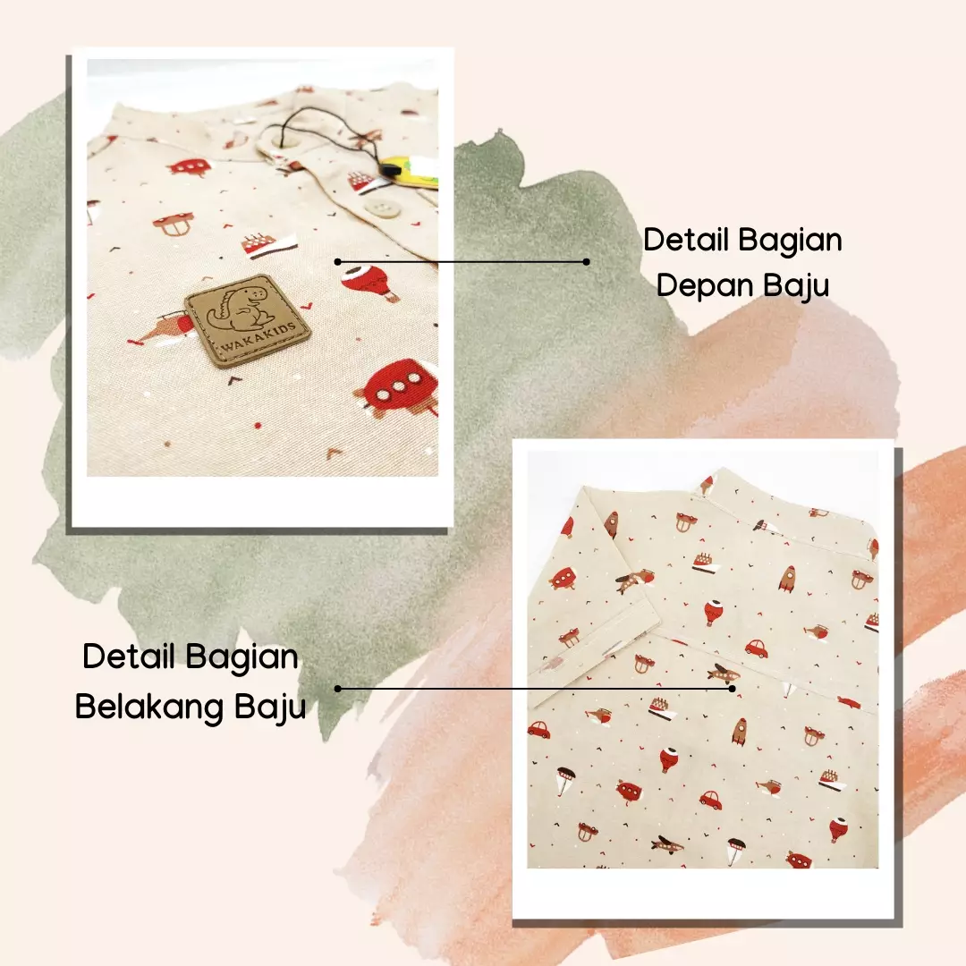 Wakakids Baju Atasan Kemeja Anak Laki Laki Usia 1 Tahun Hingga 7 Tahun Motif Transport Full Printing Mandarin Collar 4014 Abu Tua
