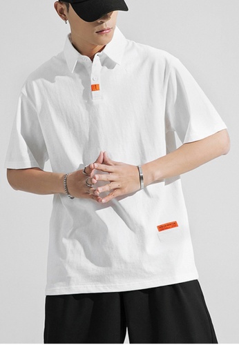 Twenty Eight Shoes white VANSA Solid Color Short-sleeved Polo T-Shirt VCM-PL1008 161FCAAB8EF9F6GS_1