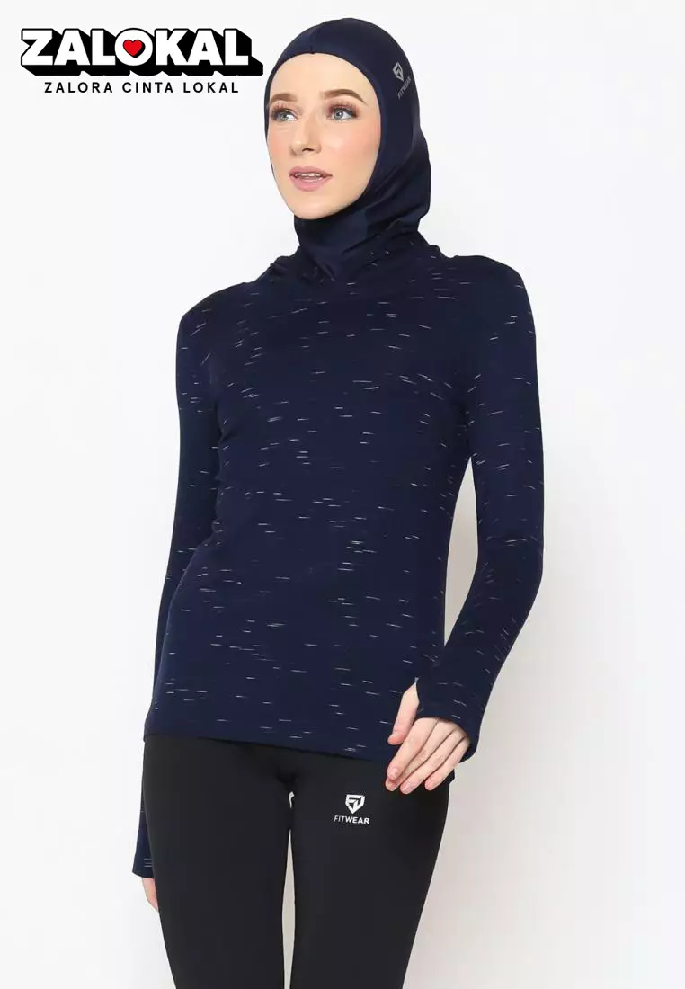 Fitwear - Kaos Olahraga Wanita ATALIA BASIC HOODIE LS - NAVY