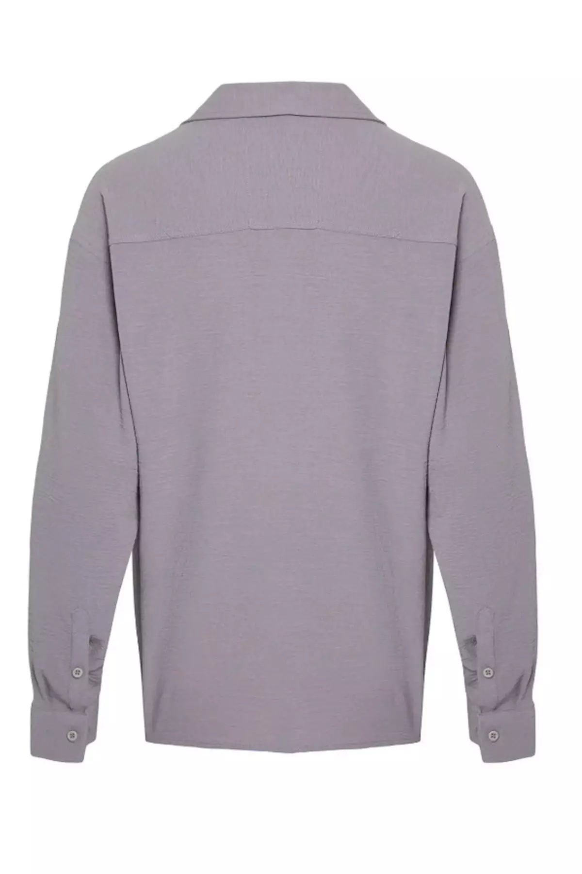 Light Gray Oversize Summer Linen Look Shirt - Apache Collar Tmnss23Go00053