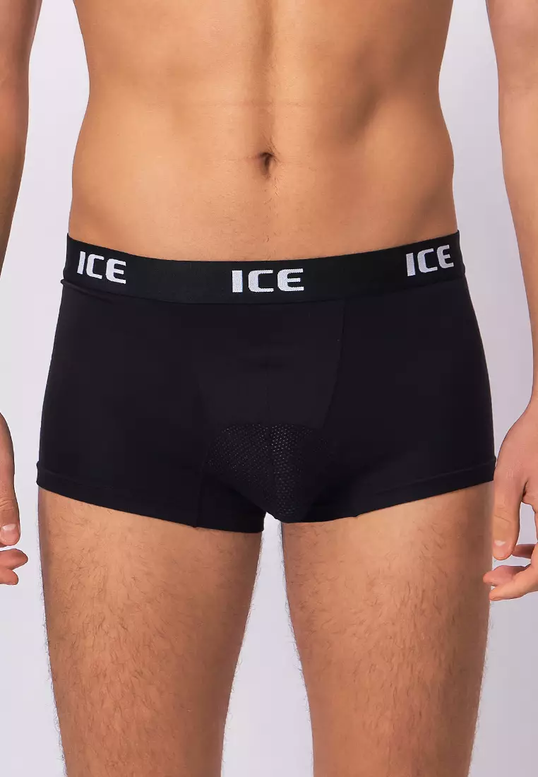  Ice Men CIRC Aircool Viscose With Spandex With Mesh Pouch Men's Boxer Briefs - Black (Single Pack)