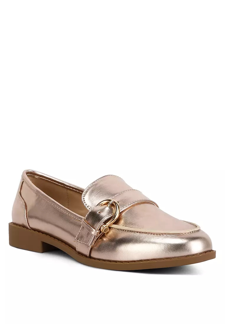 Rose gold penny loafers outlet