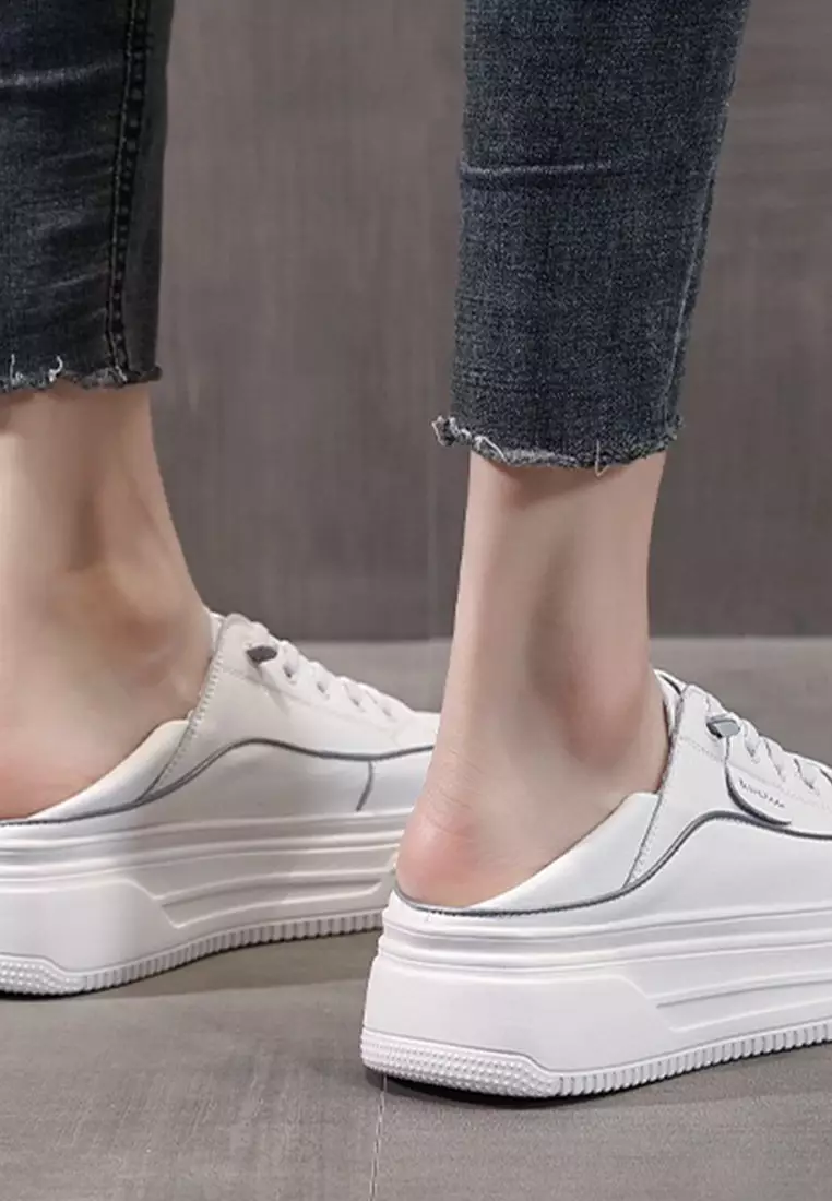 Genuine Leather Thick-sole White Sneakers RX-T3969