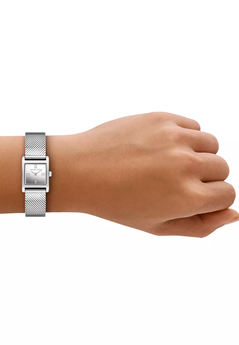 Michael Kors Women's Georgie Analog Watch ( MK4961 ) - Quartz, Silver Case, Square Dial, 14 MM Silver Stainless Steel Band