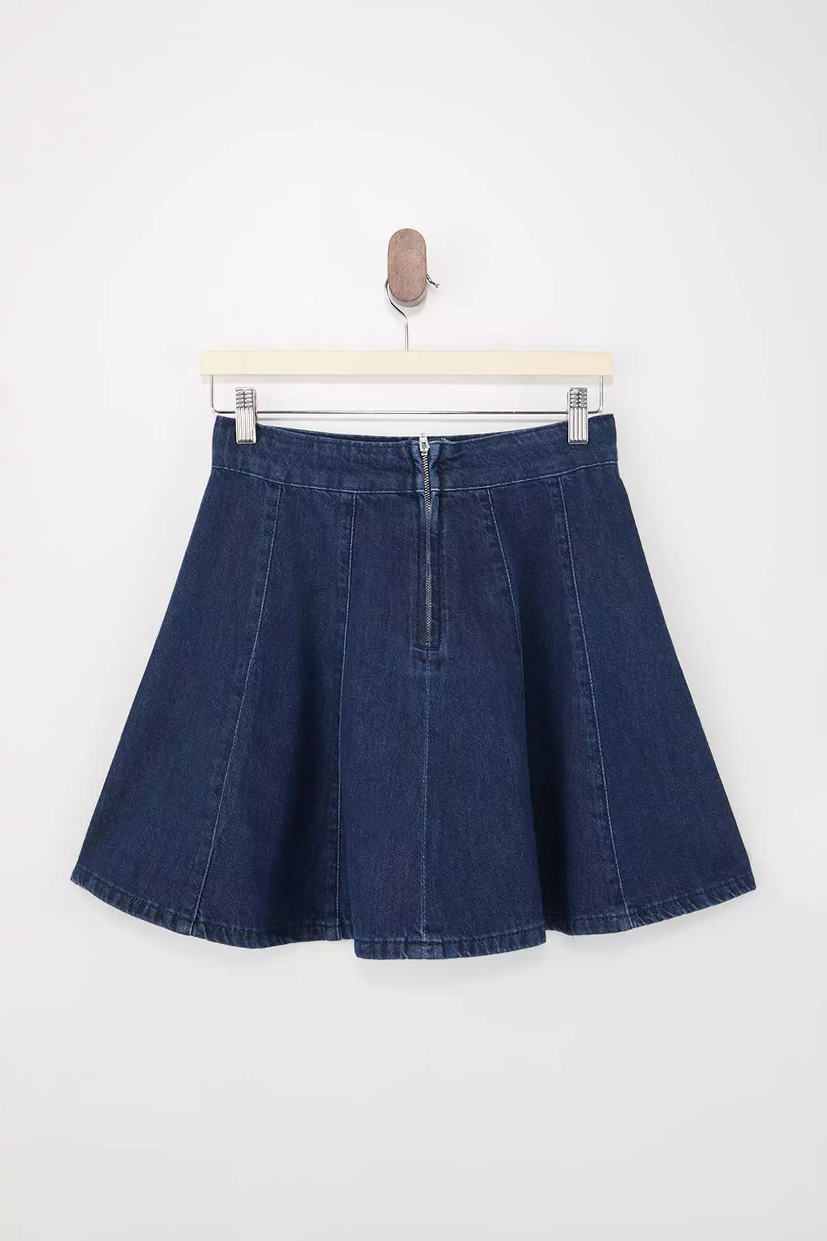 Dark Blue Flounced 1% Cotton Mini Denim Skirt Twoss26Et68