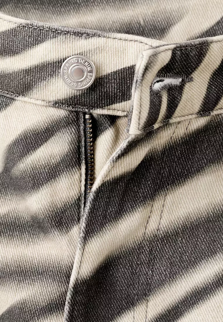 Zebra-Print Straight-Fit Jeans