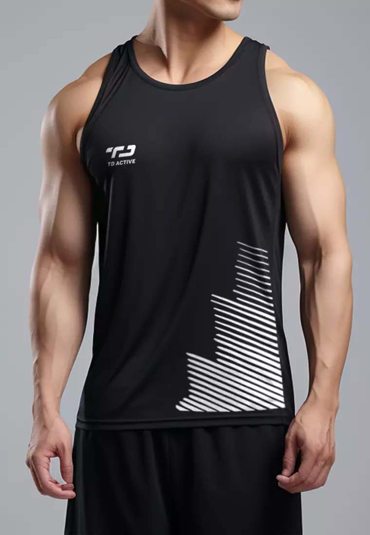 MSA64 kaos running pria stretch anti bau "td stepfans" hitam