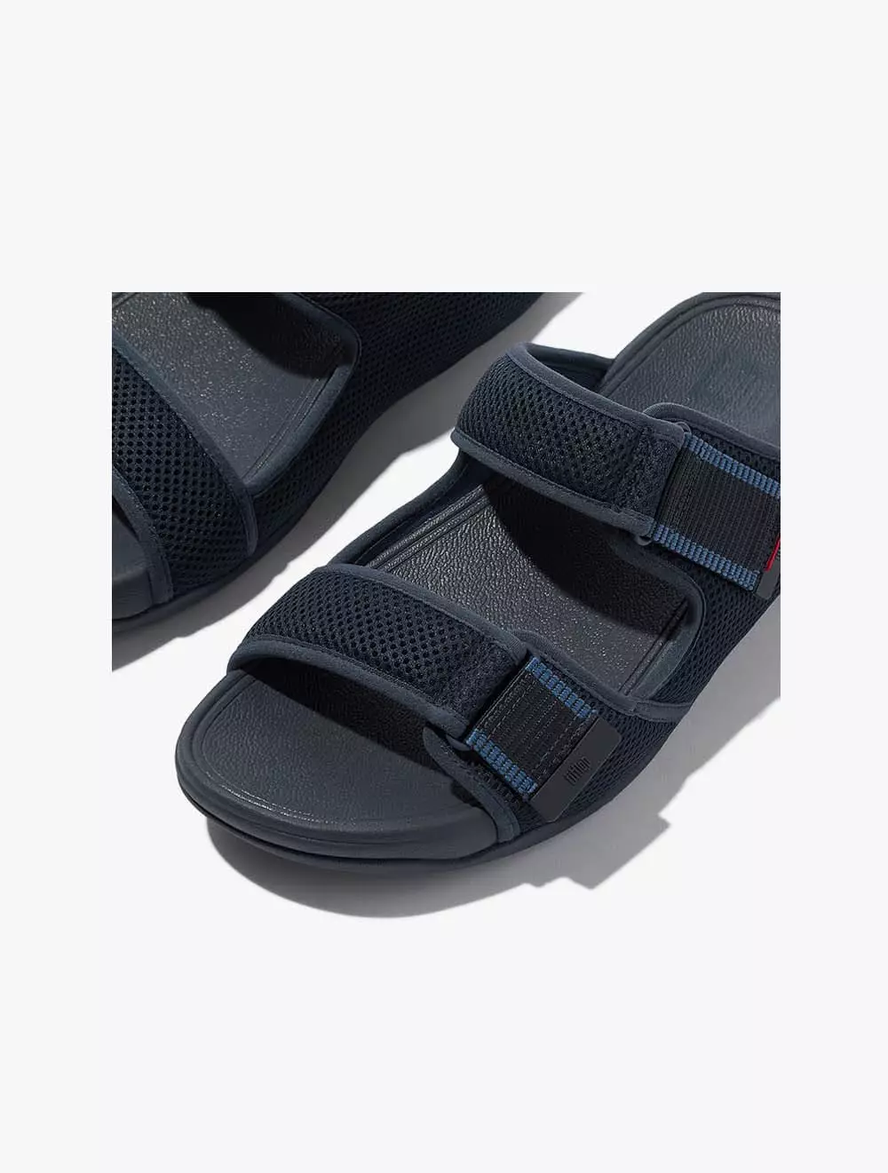 Fitflop Gogh Moc Mens Adj. Water-Resistant Mesh Slides - Midnight Navy/Ocean Blue
