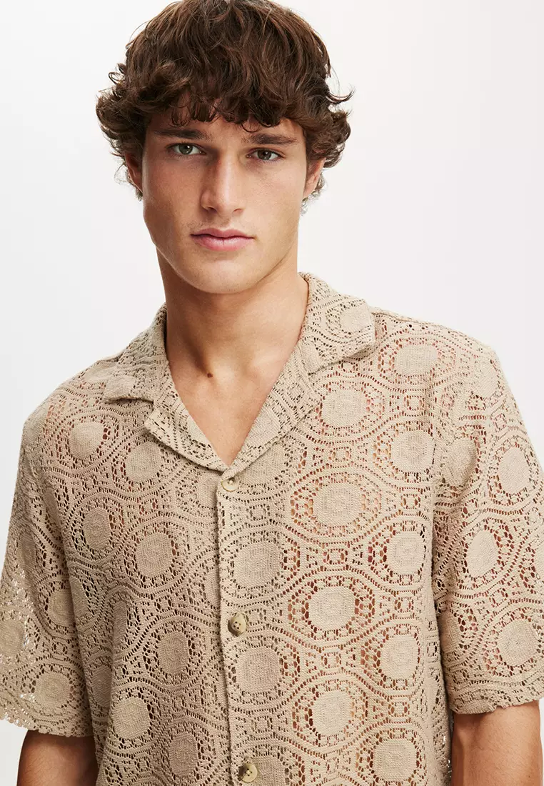 【10月大特価】 KEBOZ Short Sleeve Shirt ケボズ KEBOZ LEOPARD SHIRT （KHAKI） -PASSOVER