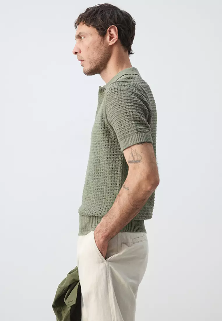 Waffle Knit Polo Shirt