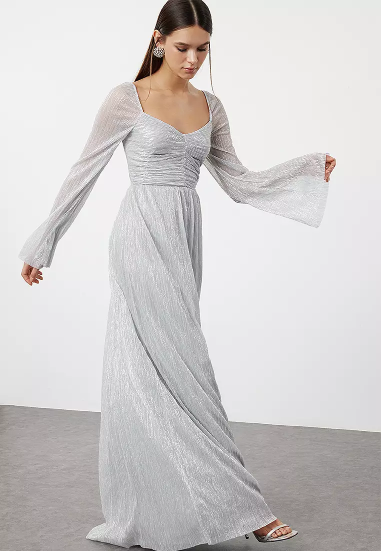 navy blue fit and flare cocktail dress CARMINA MAXI DRESS