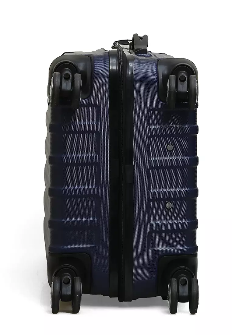Isvara Tas Koper Hardcase Unisex One Set Suitcase Number Code Combination Lock Large Compartment Material ABS+PVC Coated ORIGINAL - Navy