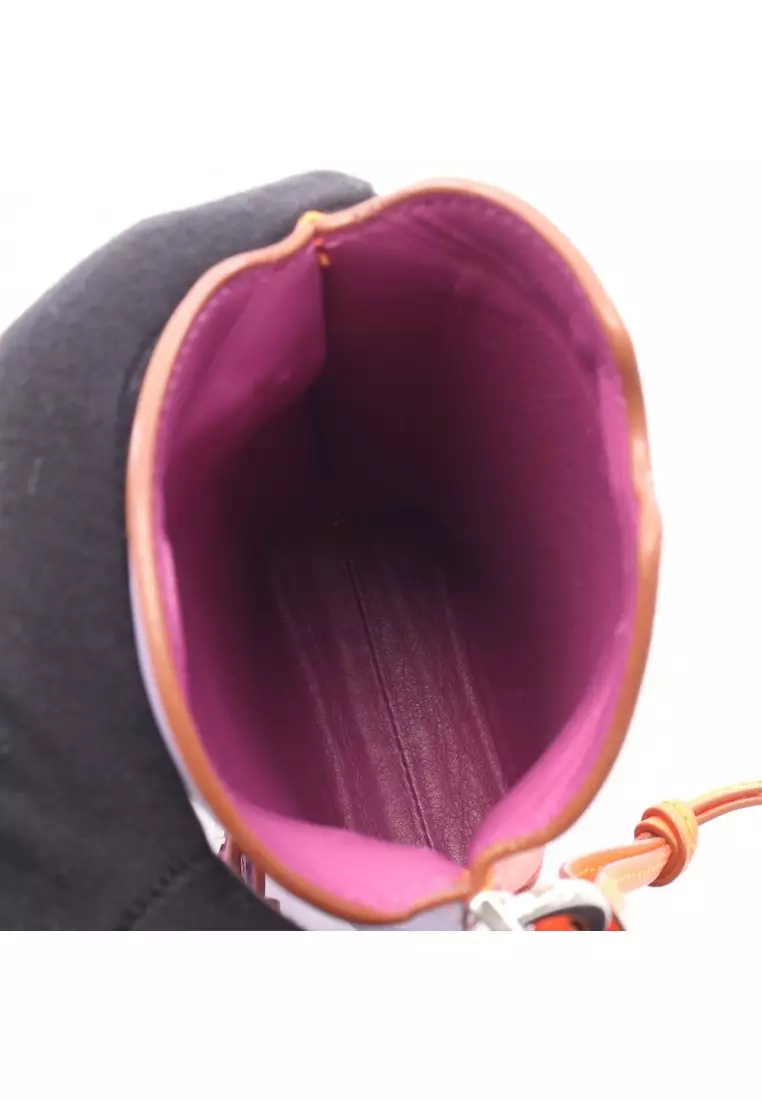 Pre-Loved LOEWE GATE POCKET gate pocket Shoulder bag leather coral orange Light purple