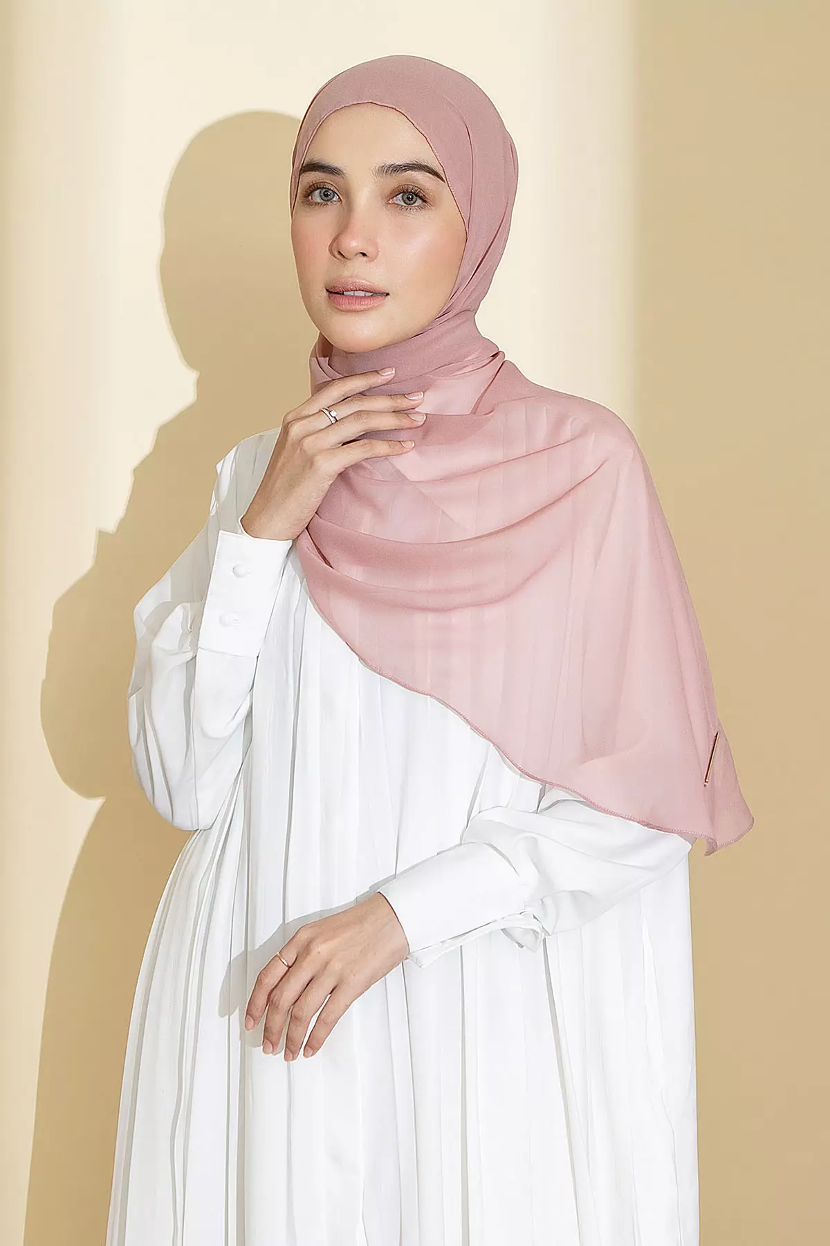 Ovel Shawl (Pashmina Oval Lozy x Hamidah) Pink Pastel