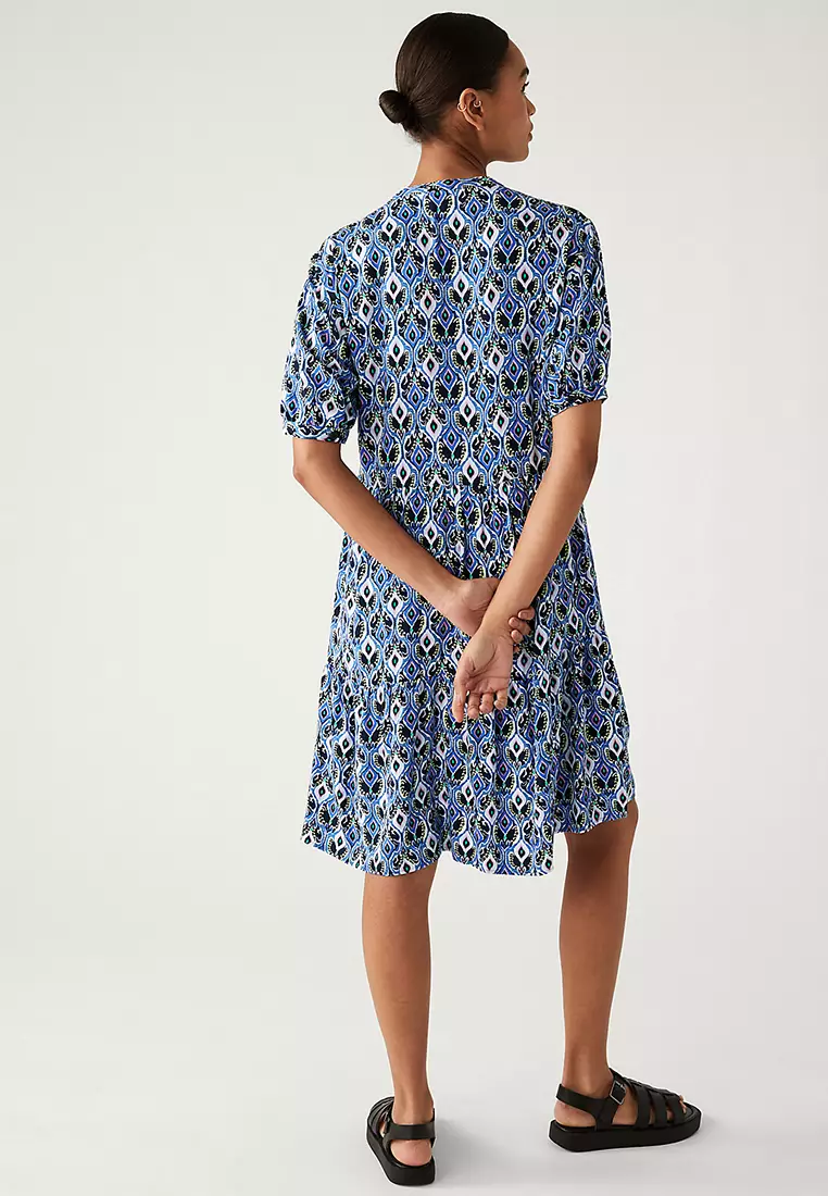 Printed Knee Length Shirt Dress