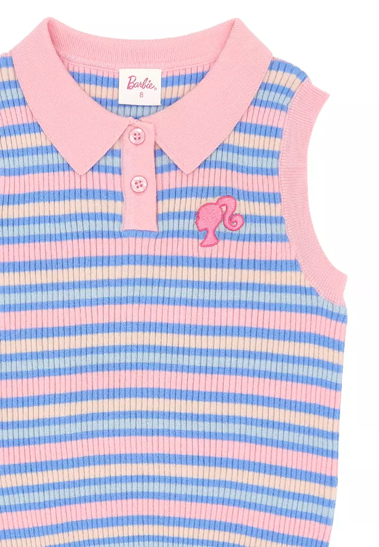 Girls Licensed Collared Sleeveless Top - Rainbow Stripes
