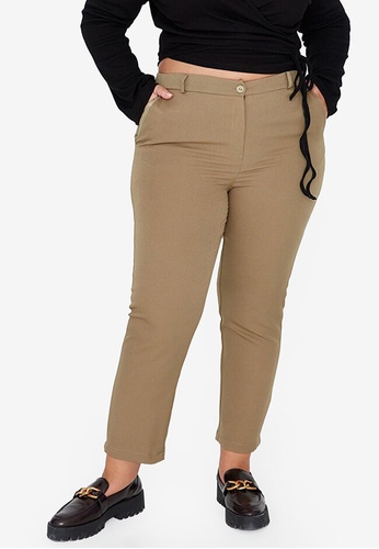 Trendyol green Plus Size Casual Woven Trousers C54ABAAD5E8DD2GS_1