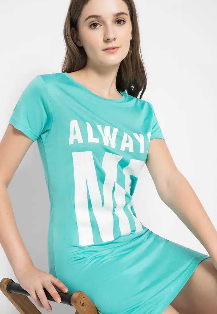 LGS - Kaos Wanita - Sablon - Hijau Tosca - Slim Fit - LTS.555.Q1063.095.C