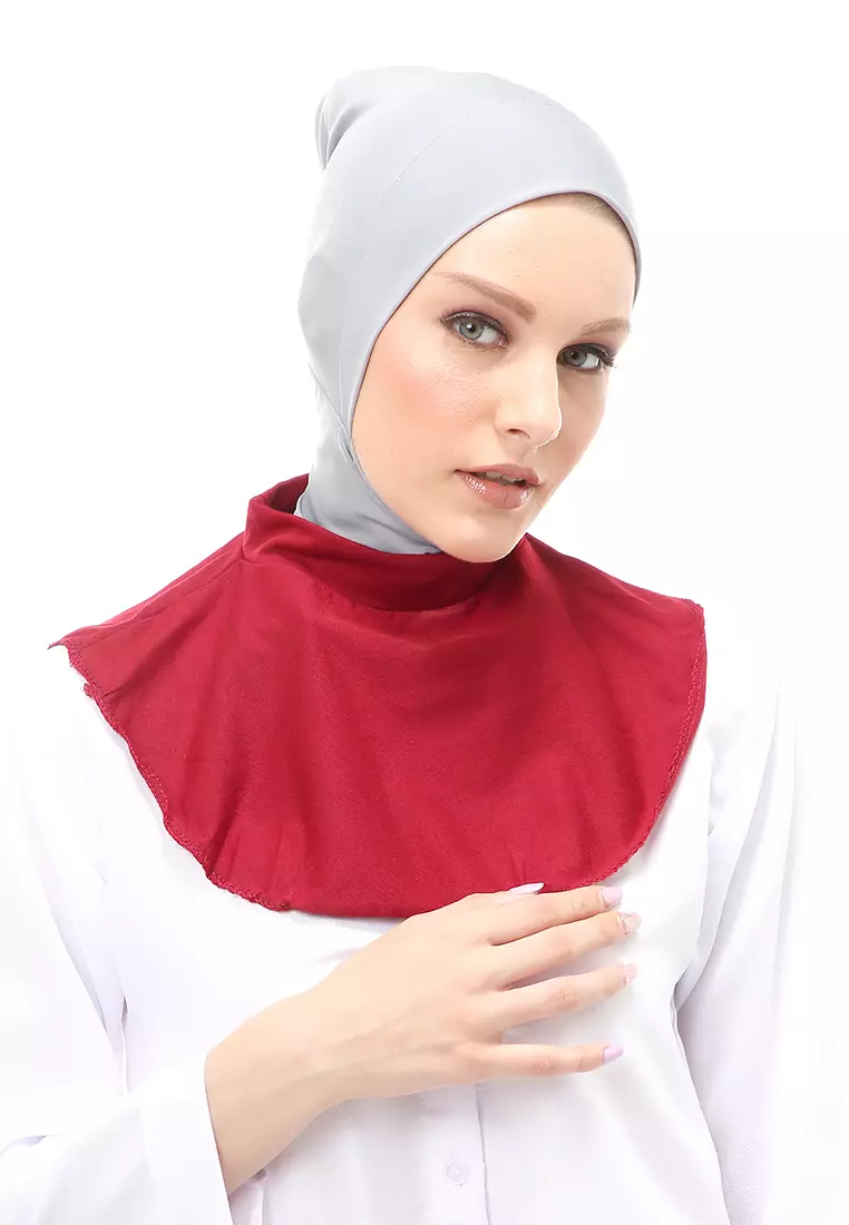 Afifah Manset Leher Polos Muslimah Casual Relaxed Fit - Maroon