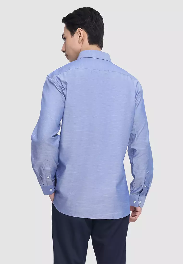 Plain Long Sleeve Dress Shirt in Slim Fit