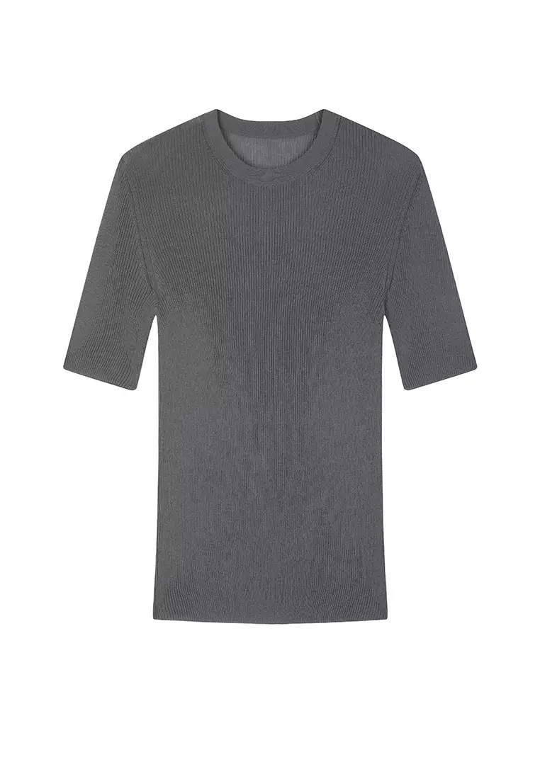 棉修身超薄款短袖套頭針織衫