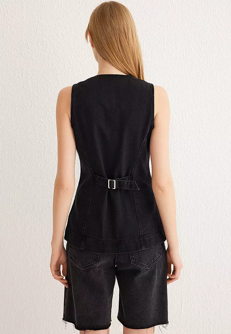 Stitch Detail Denim Vest