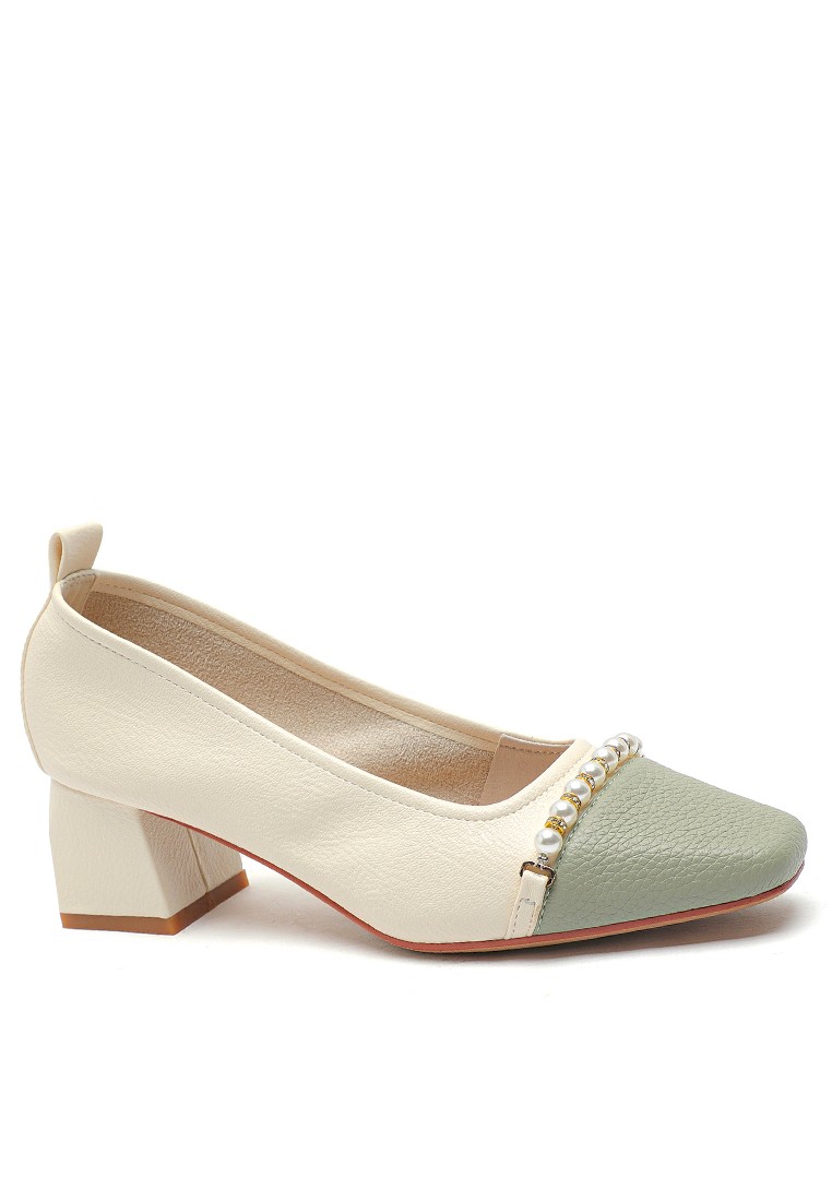6CM Chain Buckle Square Toe Pumps 1210-21