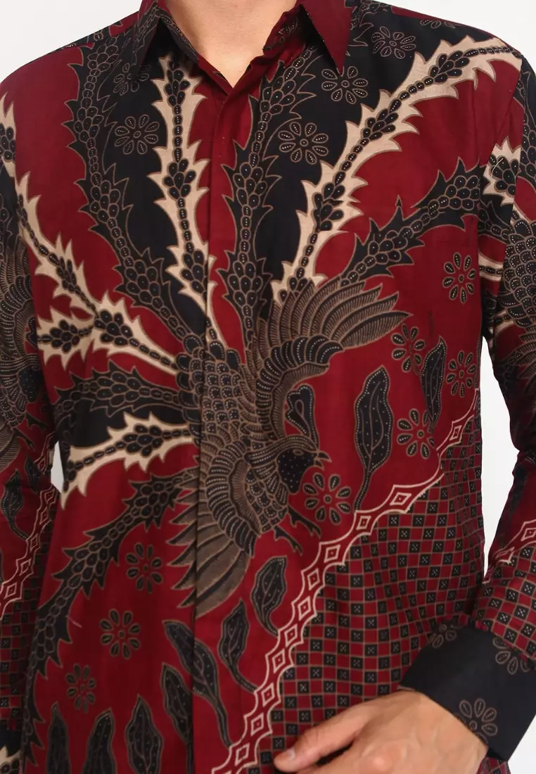 Resi Abyasa Red Kemeja Batik Pria Premium Slimfit Modern Lengan Panjang