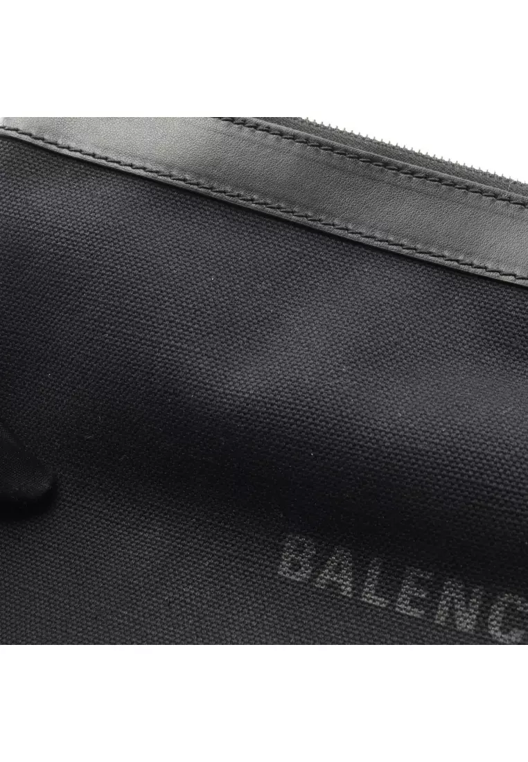 Buy BALENCIAGA Pre-Loved BALENCIAGA navy clip M Clutch bag canvas