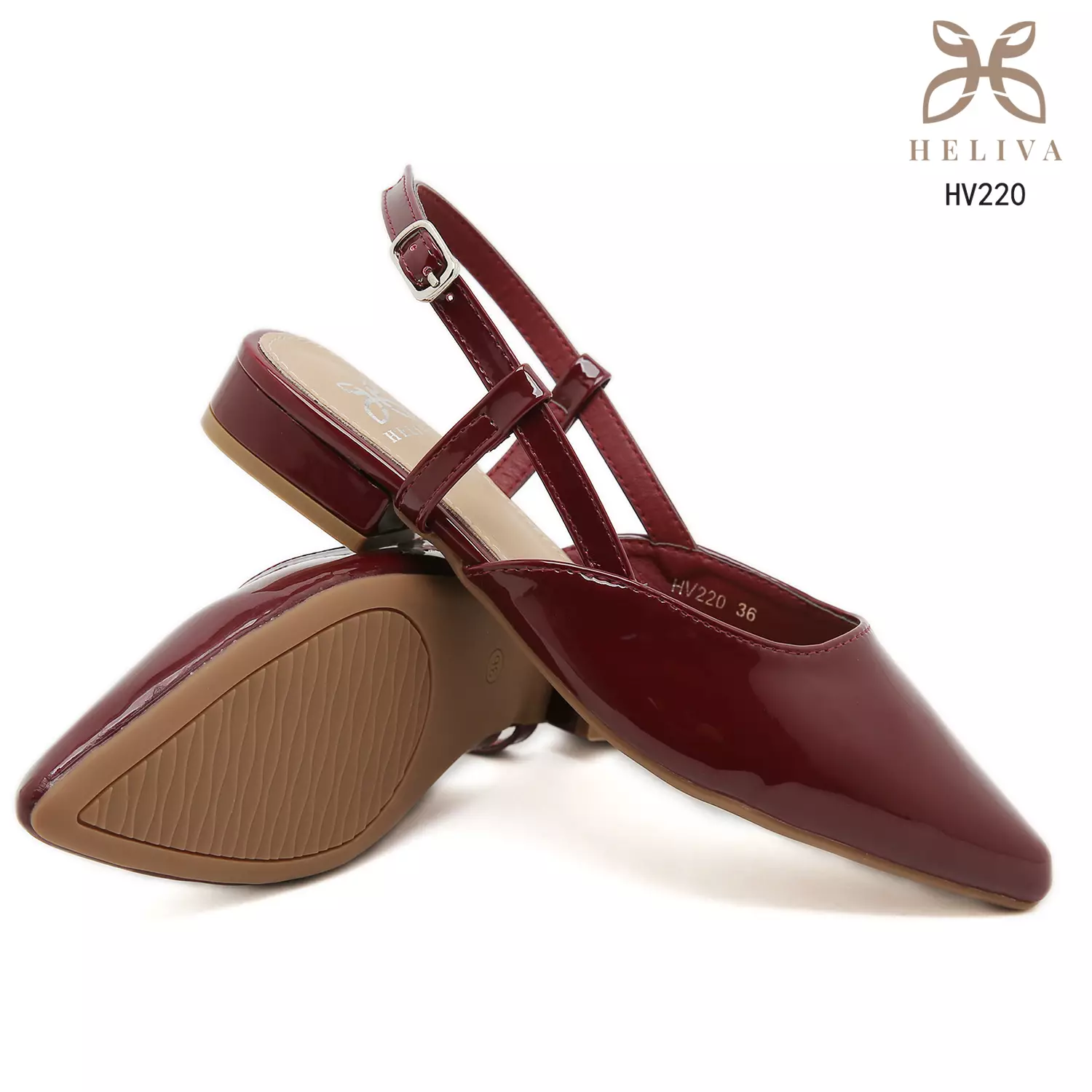 HELIVA LYSANDRA Slingback Flats 2cm Premium Pointed Toe Glossy Series HV220