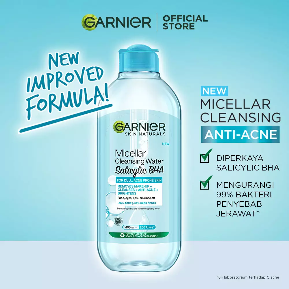 Garnier Micellar Water Salicylic Blue 125ml Pack of 3