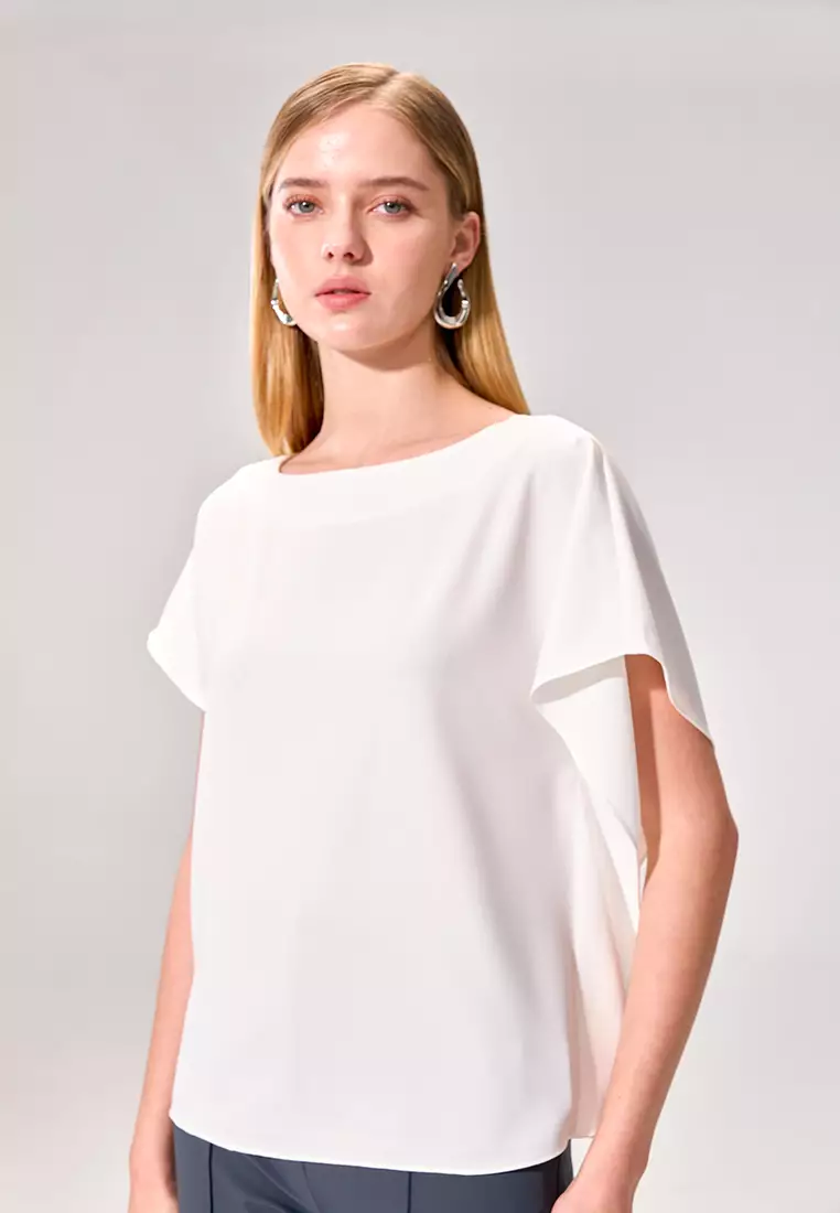 White Asymmetrical Shoulder-to-Shoulder Top