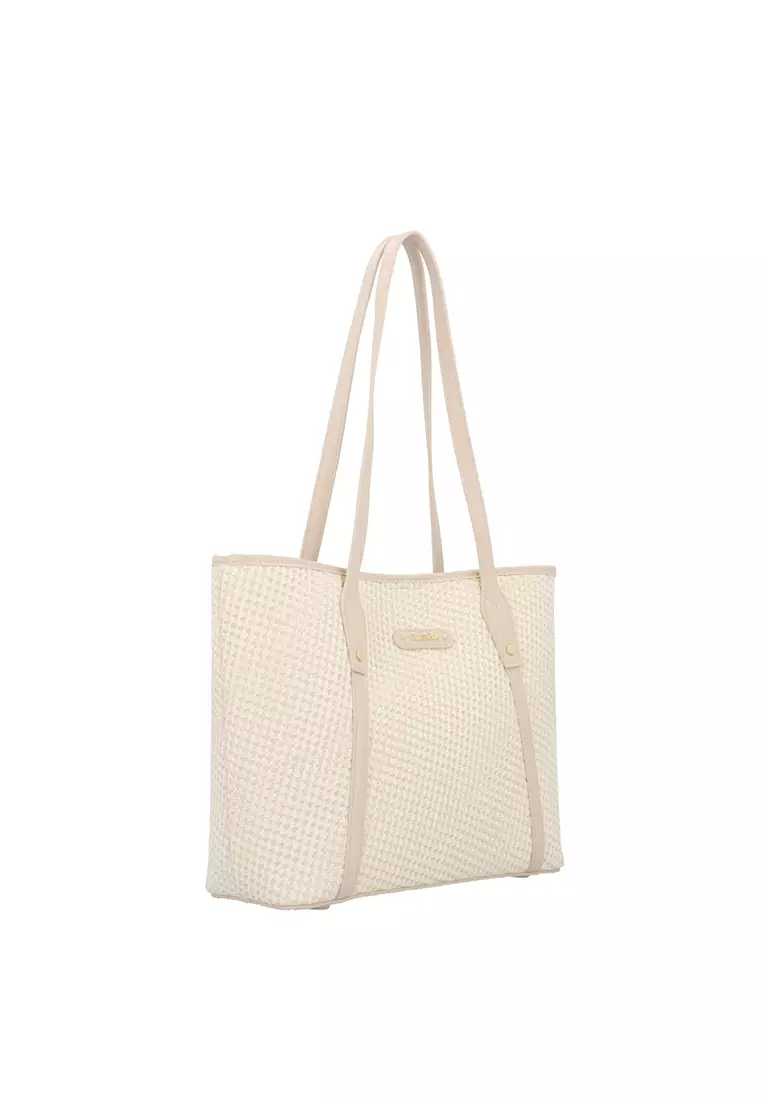 Alaina Woven Tote Bag - Beige