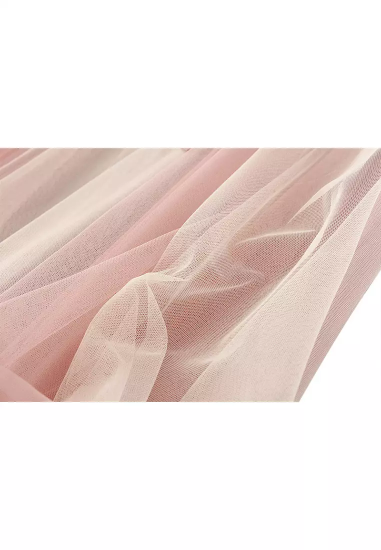 Spring/Summer Contrast Color Maxi Mesh Skirt AF8576